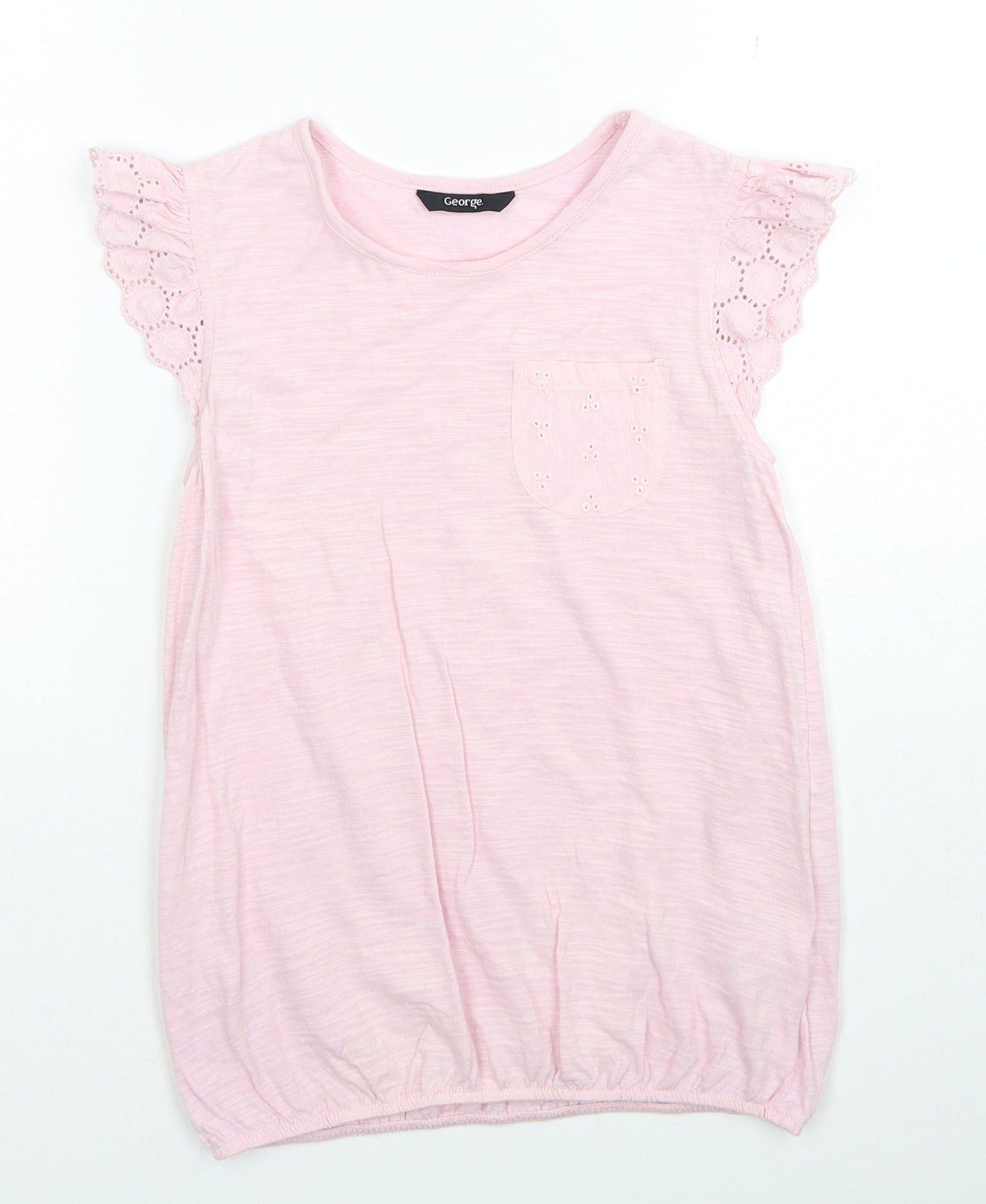George Girls Pink Cotton Basic Tank Size 8-9 Years Round Neck Pullover