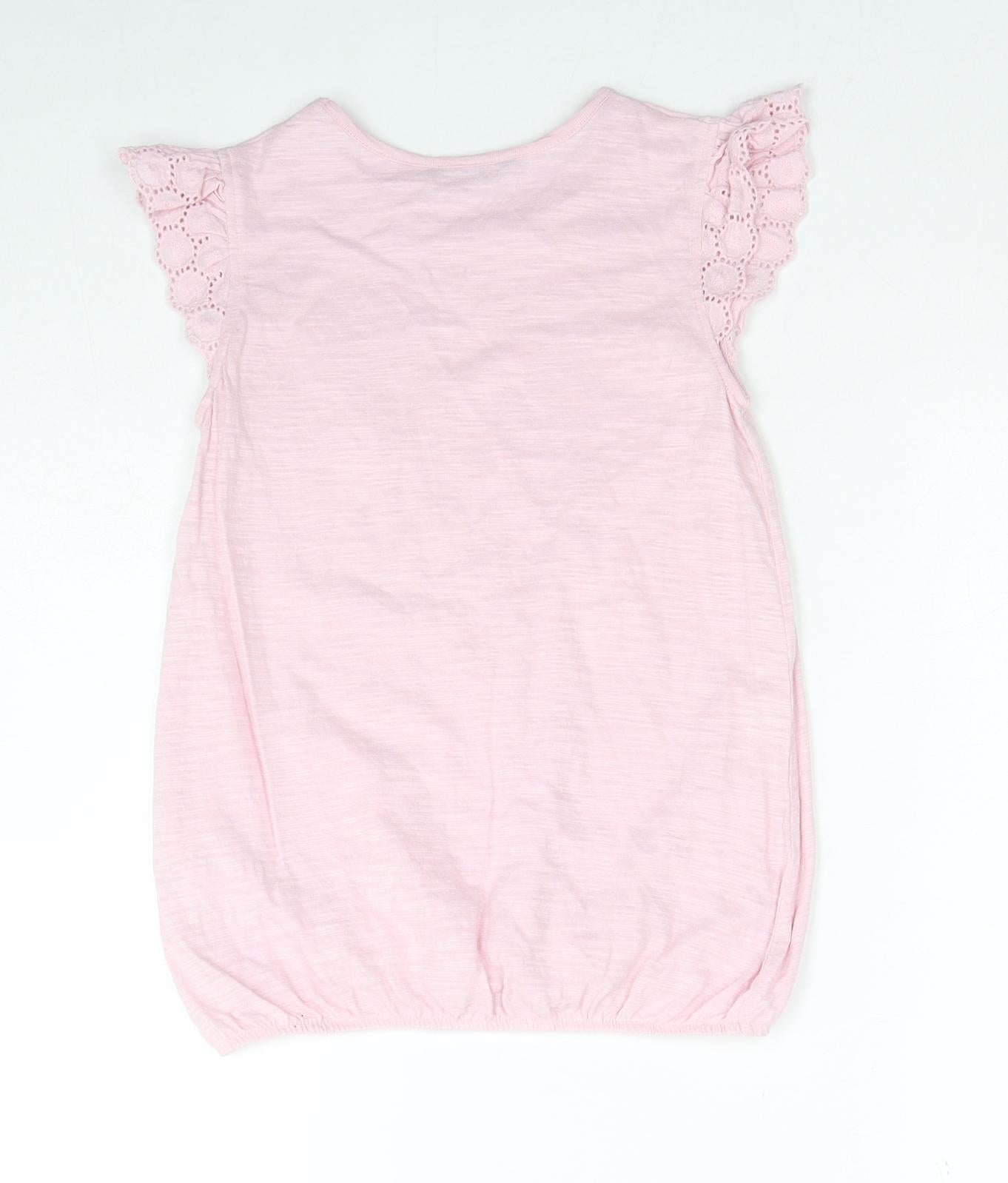 George Girls Pink Cotton Basic Tank Size 8-9 Years Round Neck Pullover