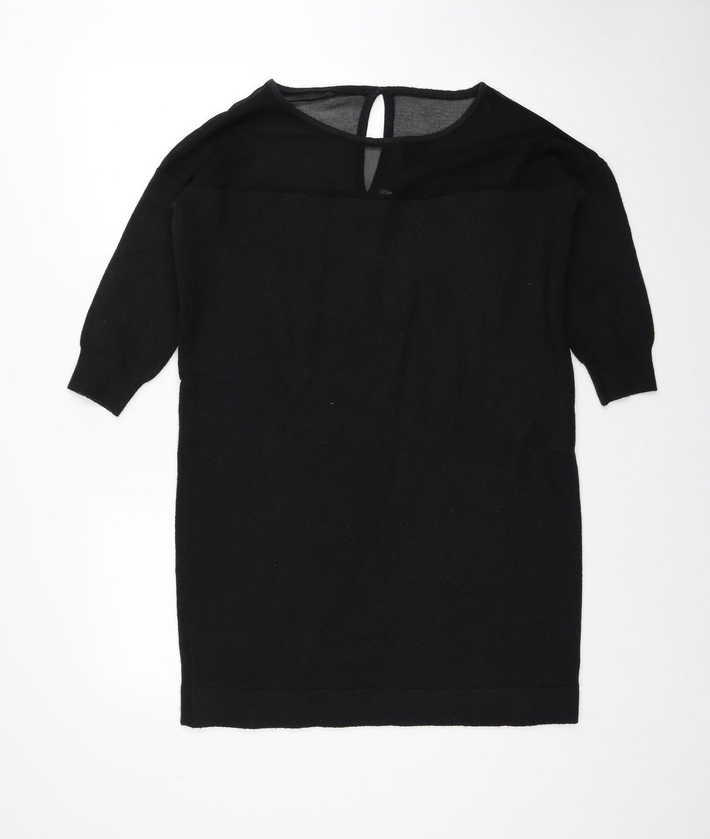 French Connection Womens Black Acrylic Shift Size 10 Round Neck Button