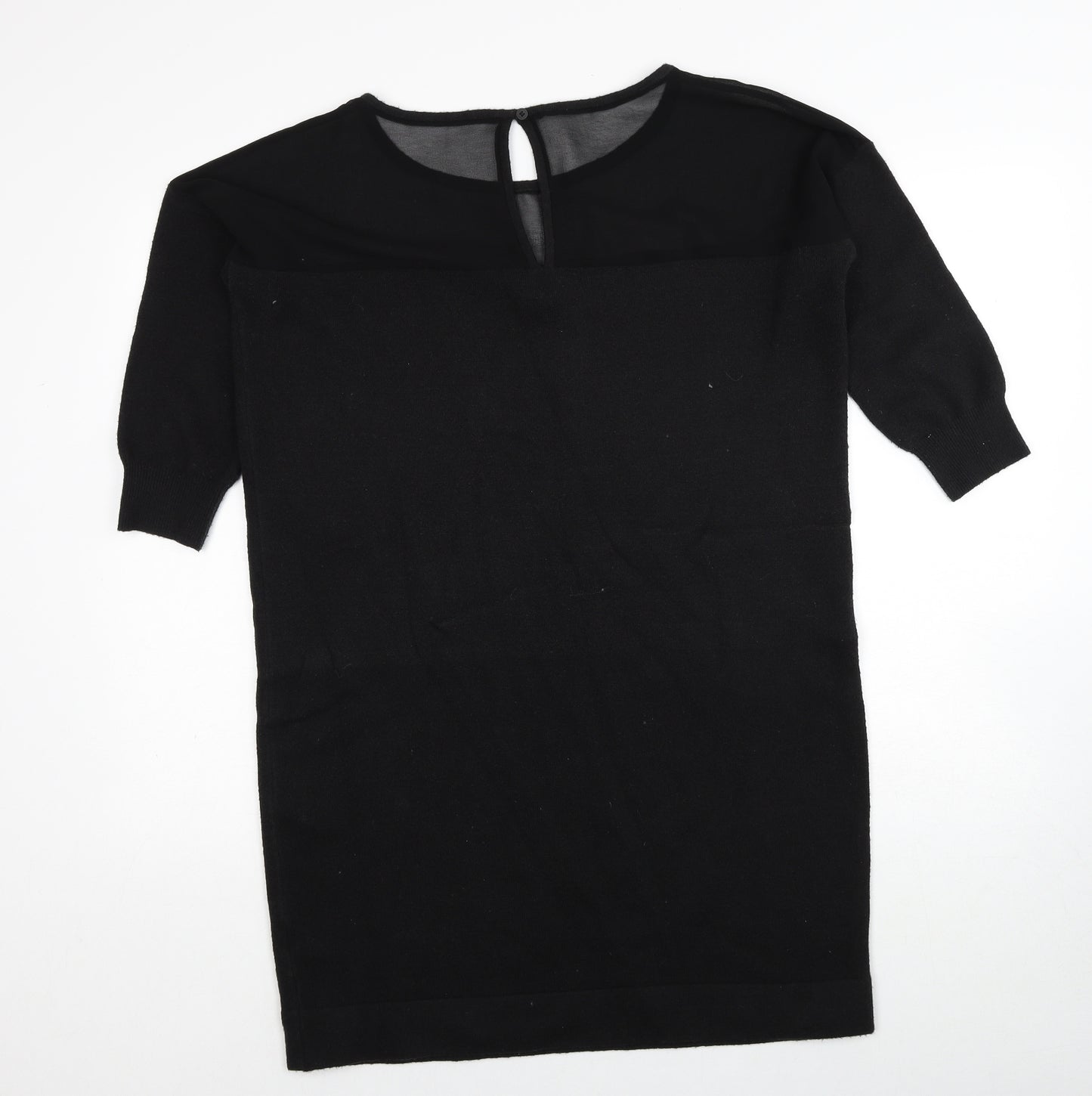 French Connection Womens Black Acrylic Shift Size 10 Round Neck Button