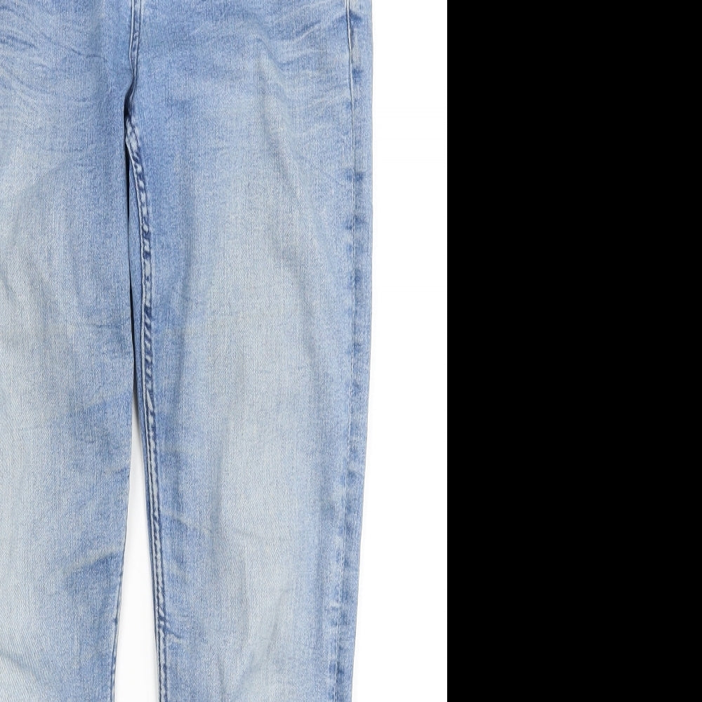 Marks and Spencer Womens Blue Cotton Straight Jeans Size 10 Regular Zip
