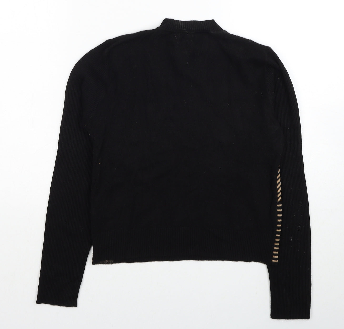 River Island Womens Black Round Neck Geometric Viscose Pullover Jumper Size 12