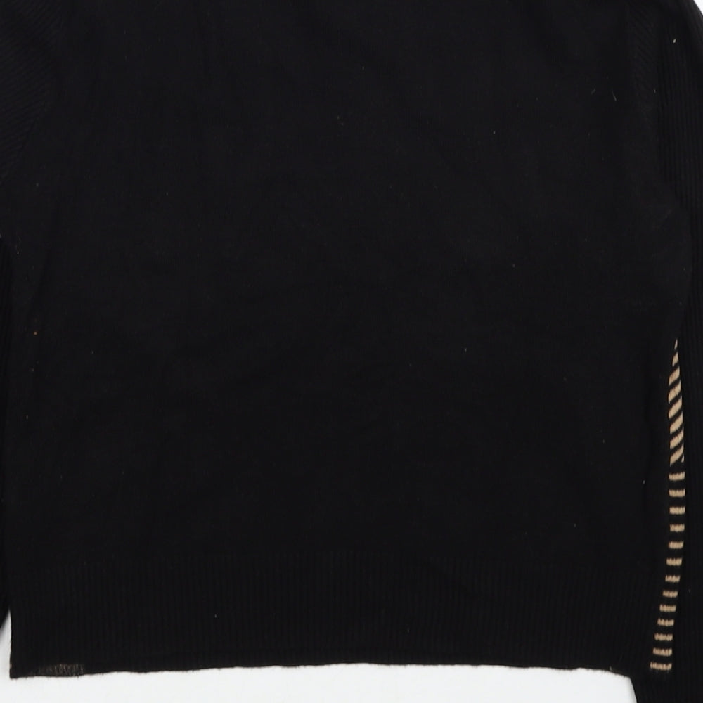 River Island Womens Black Round Neck Geometric Viscose Pullover Jumper Size 12