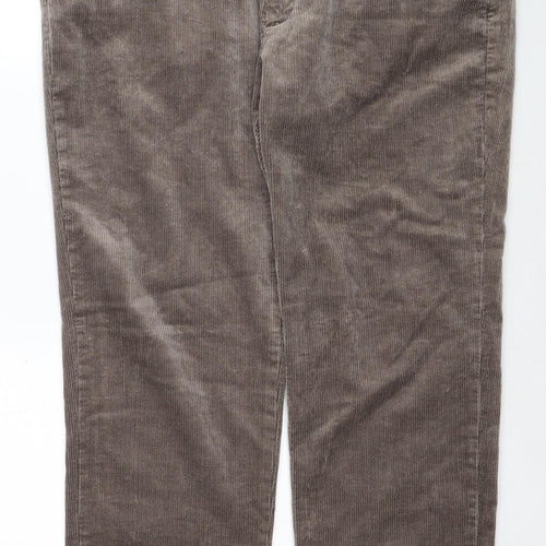 Marks and Spencer Mens Brown Cotton Trousers Size 38 in L31 in Regular Zip