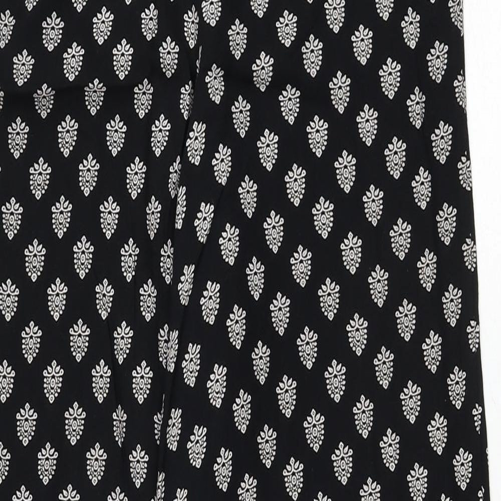 Miss Selfridge Womens Black Geometric Viscose Trousers Size 6 Regular