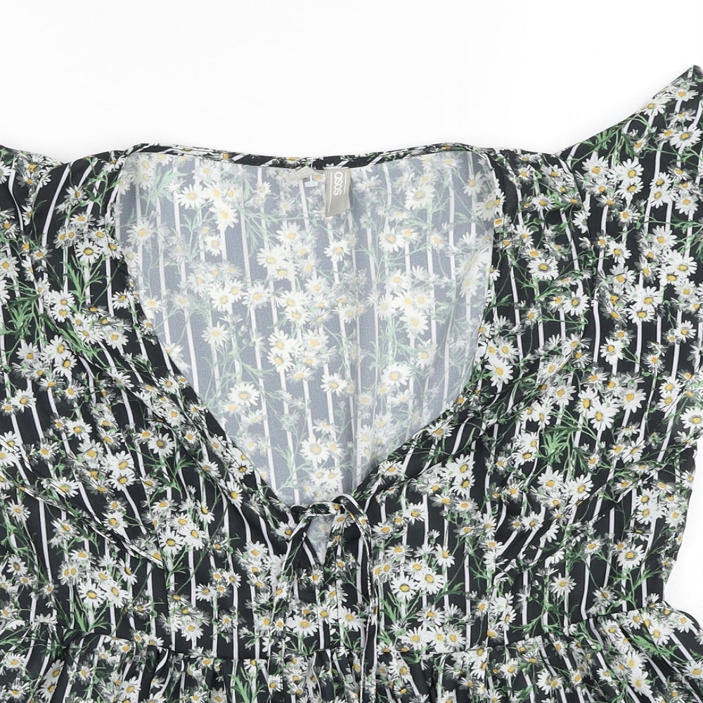 ASOS Womens Multicoloured Floral Polyester Basic Blouse Size 10 V-Neck