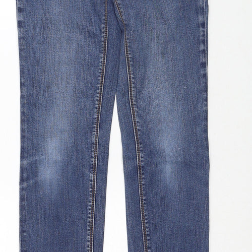 Superdry Womens Blue Cotton Straight Jeans Size 26 in L32 in Regular Zip