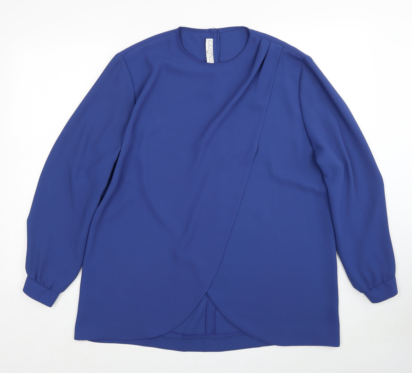 Eastex Womens Blue Polyester Basic Blouse Size 16 Round Neck - Wrap Front Detail