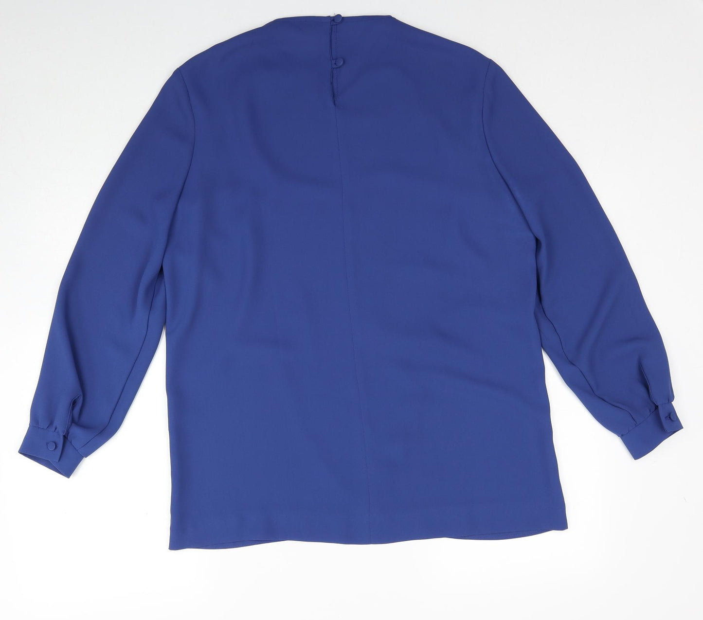 Eastex Womens Blue Polyester Basic Blouse Size 16 Round Neck - Wrap Front Detail