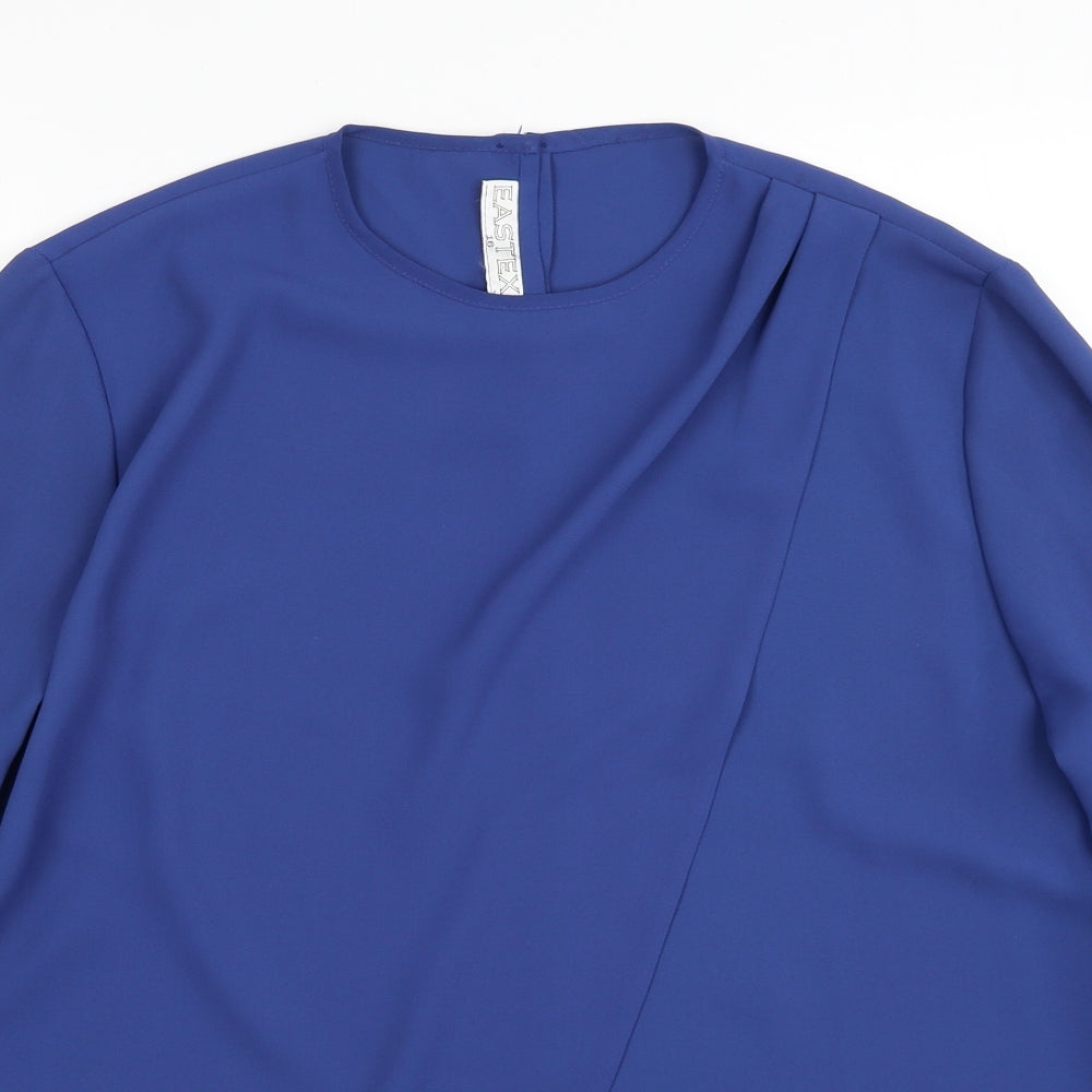 Eastex Womens Blue Polyester Basic Blouse Size 16 Round Neck - Wrap Front Detail