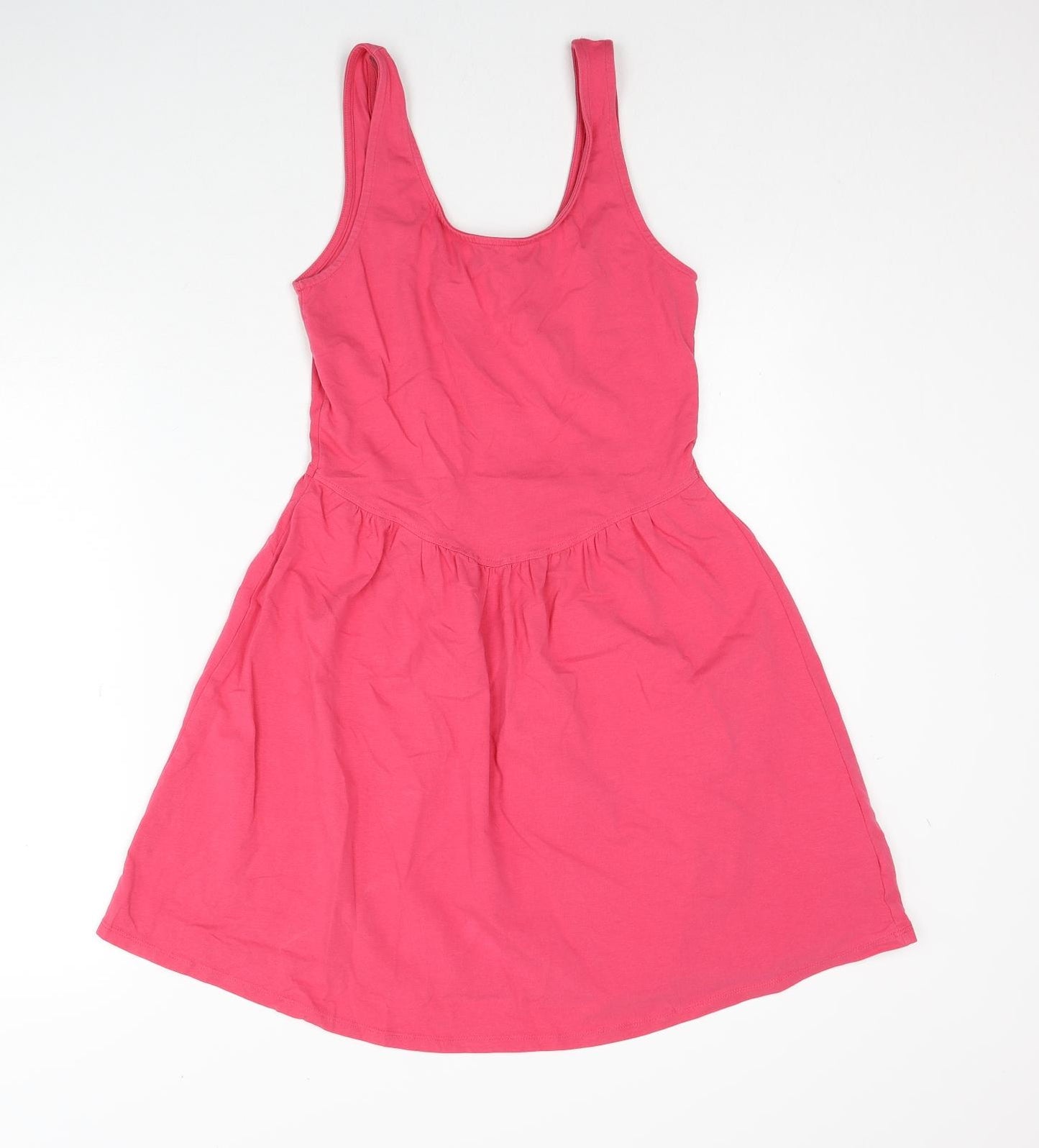 New Look Womens Pink Cotton A-Line Size 10 Scoop Neck Pullover