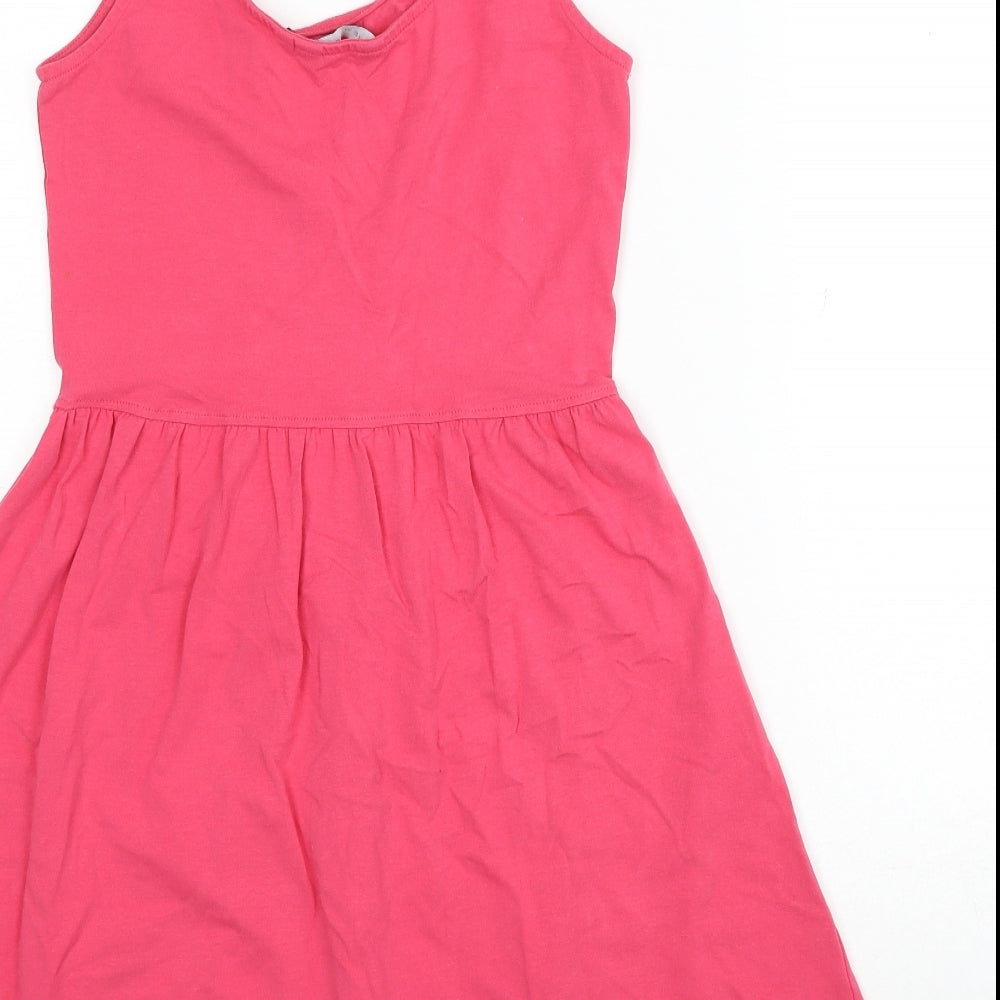 New Look Womens Pink Cotton A-Line Size 10 Scoop Neck Pullover