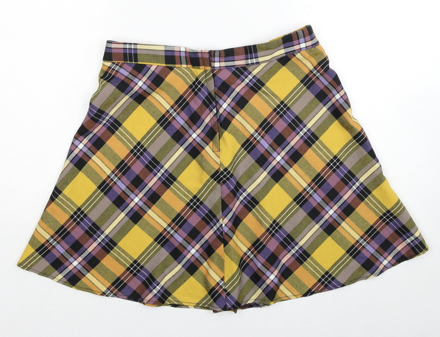 George Womens Yellow Plaid Polyester A-Line Skirt Size 28 in Zip
