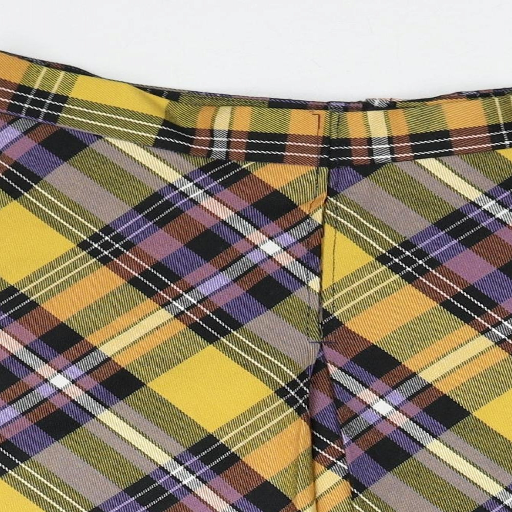 George Womens Yellow Plaid Polyester A-Line Skirt Size 28 in Zip