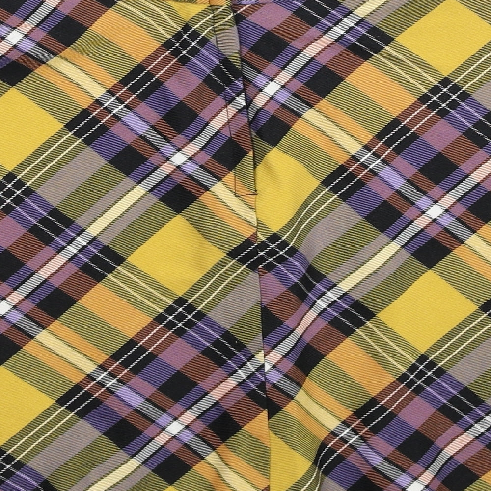 George Womens Yellow Plaid Polyester A-Line Skirt Size 28 in Zip