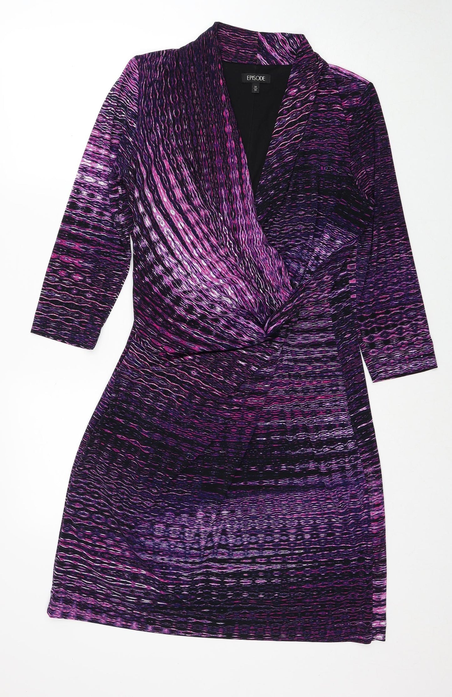 Episode Womens Purple Geometric Viscose A-Line Size M V-Neck Pullover