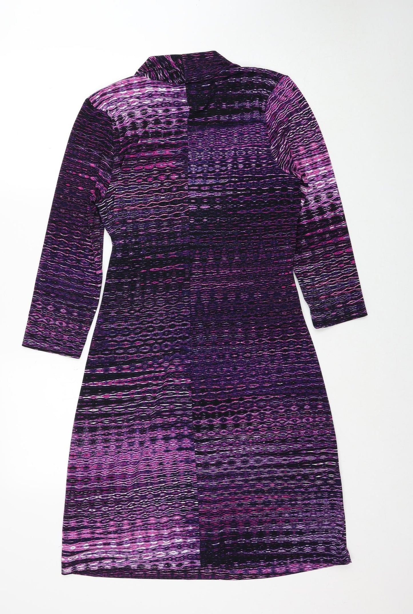 Episode Womens Purple Geometric Viscose A-Line Size M V-Neck Pullover