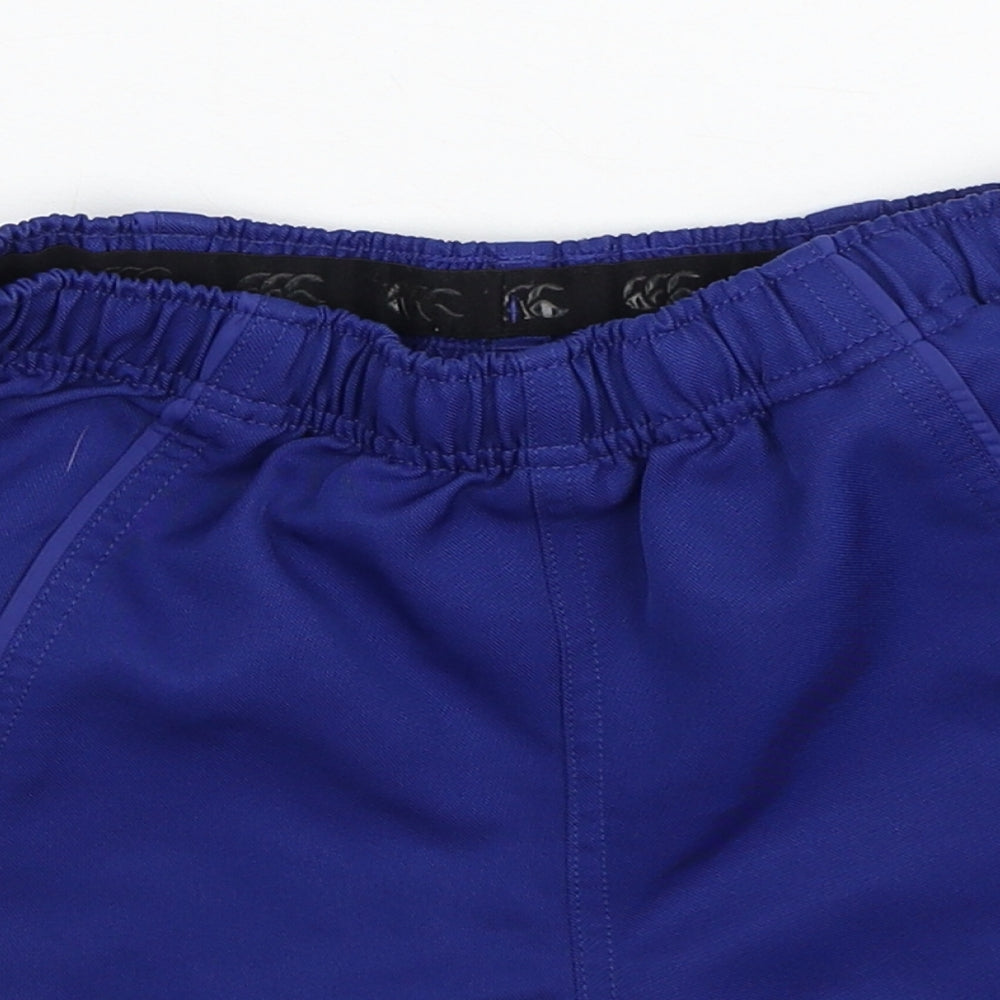 Canterbury Boys Blue Polyester Sweat Shorts Size 12 Years Regular Drawstring - Logo