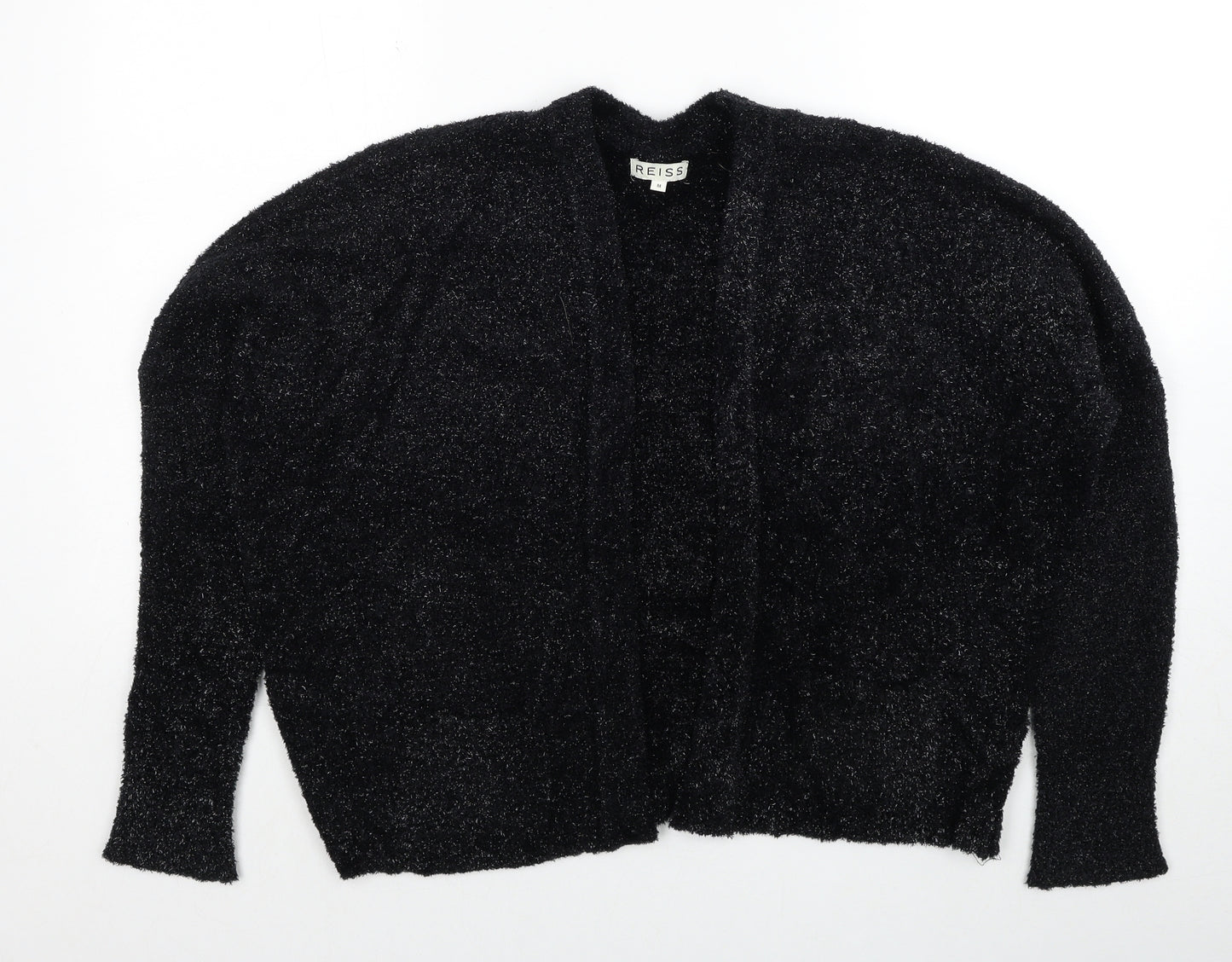 Reiss Womens Black V-Neck Nylon Cardigan Jumper Size M