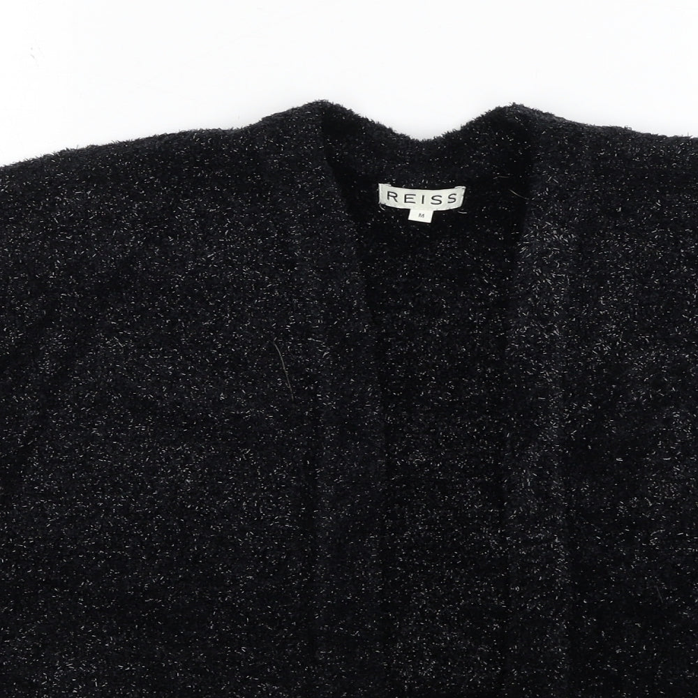 Reiss Womens Black V-Neck Nylon Cardigan Jumper Size M