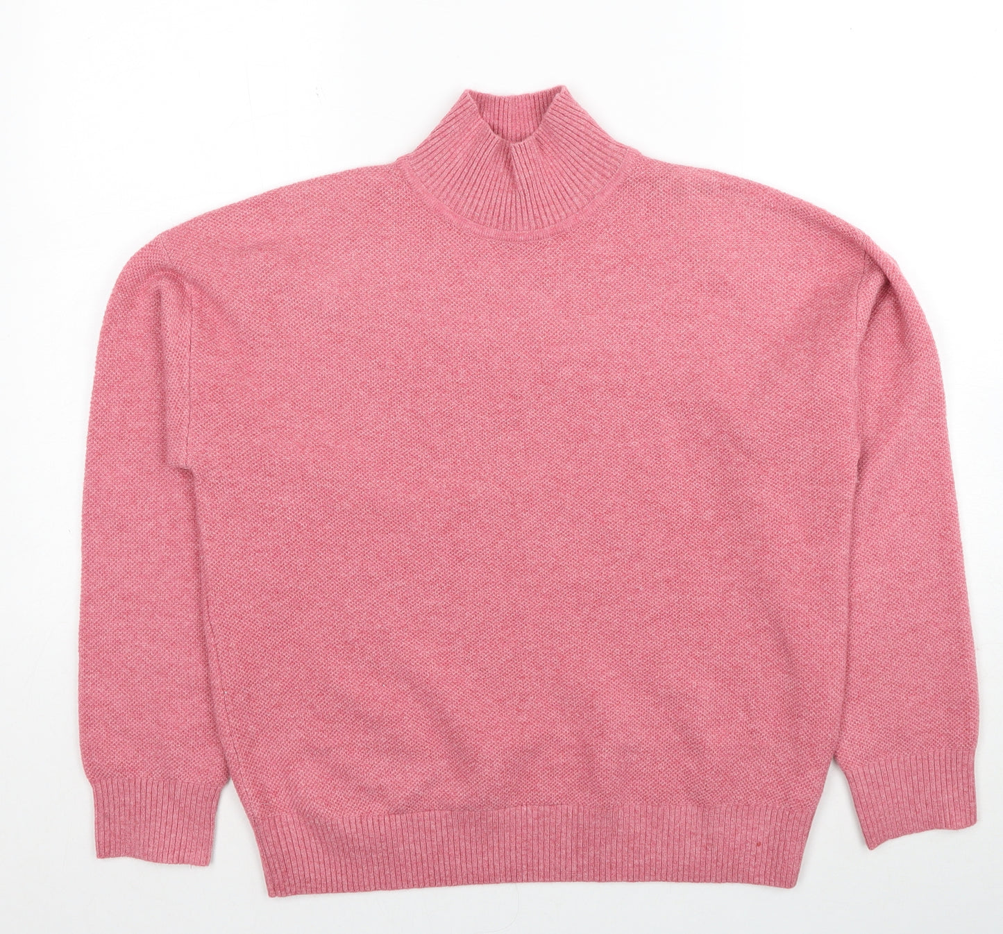 Marks and Spencer Womens Pink High Neck Polyester Pullover Jumper Size S