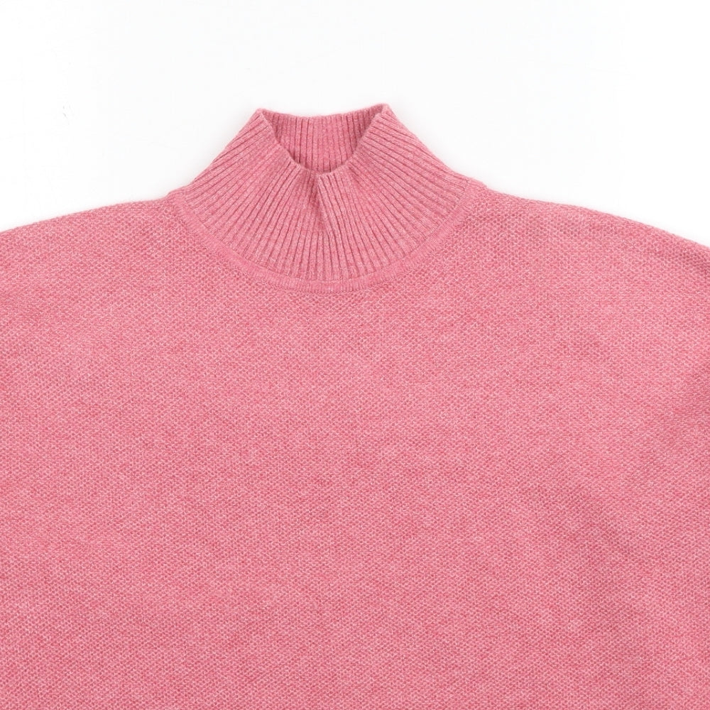 Marks and Spencer Womens Pink High Neck Polyester Pullover Jumper Size S