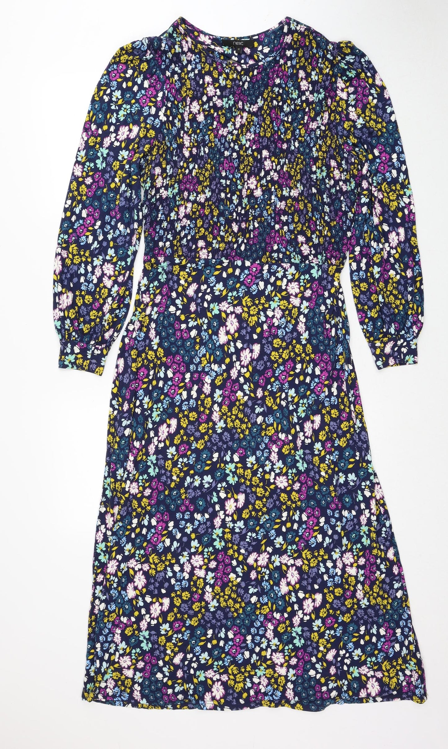NEXT Womens Multicoloured Floral Viscose A-Line Size 12 Round Neck Pullover