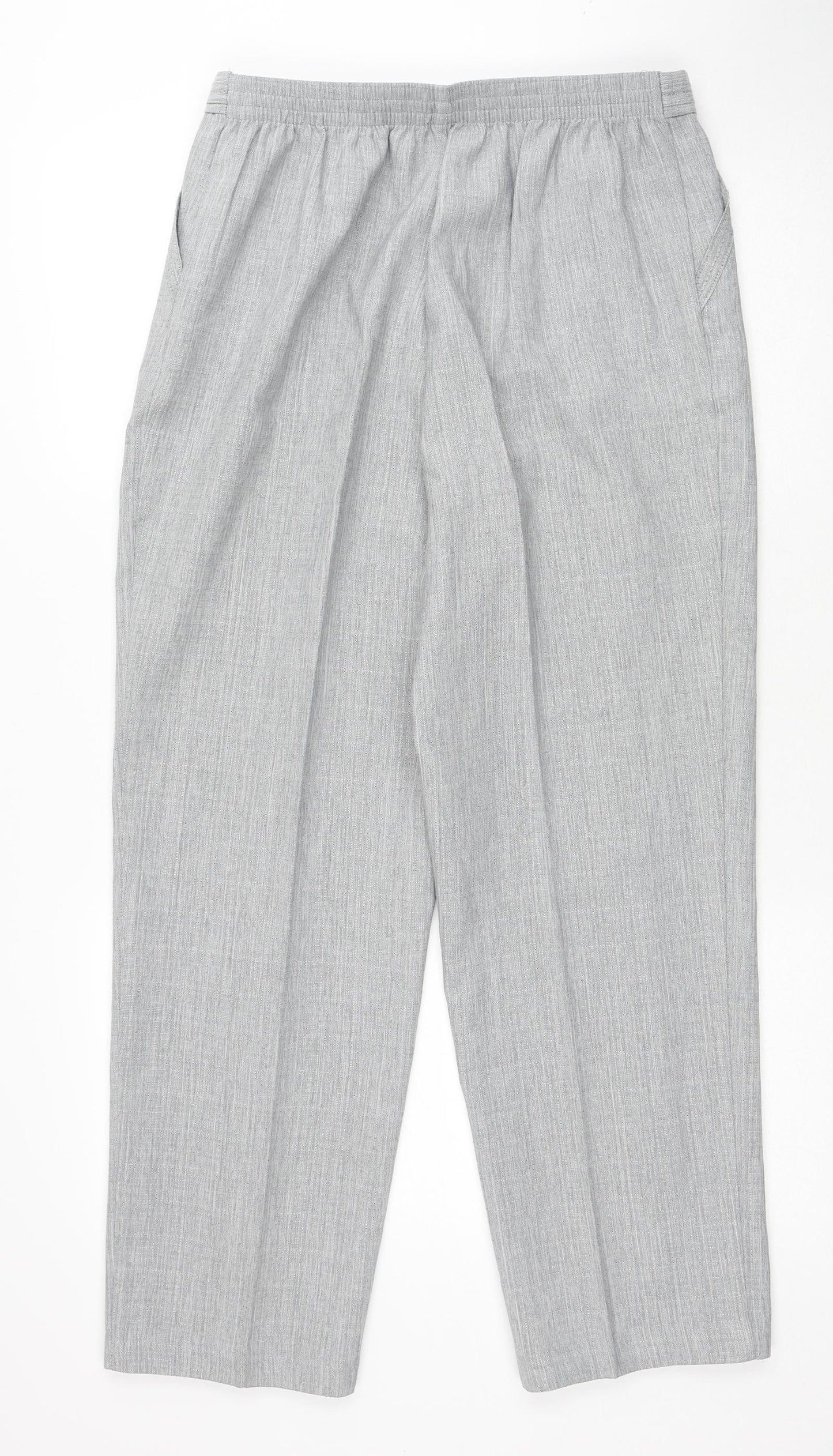 Marks and Spencer Womens Grey Polyester Trousers Size 14 Regular