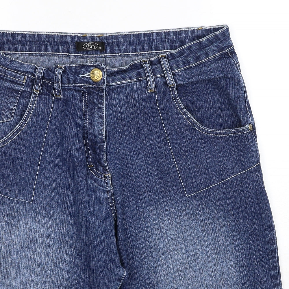 Bonmarché Womens Blue Cotton Bermuda Shorts Size 18 Regular Zip