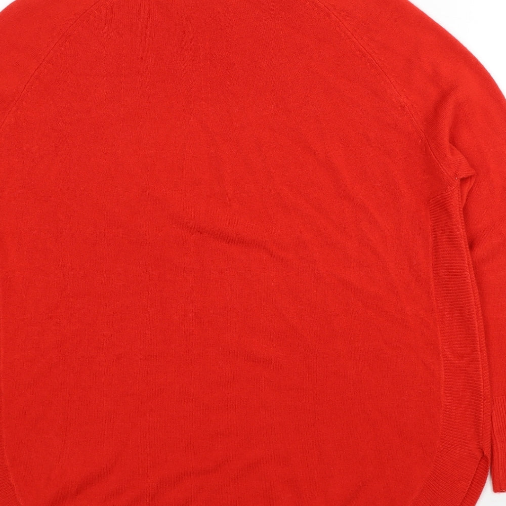 Marks and Spencer Womens Red High Neck Acrylic Pullover Jumper Size S