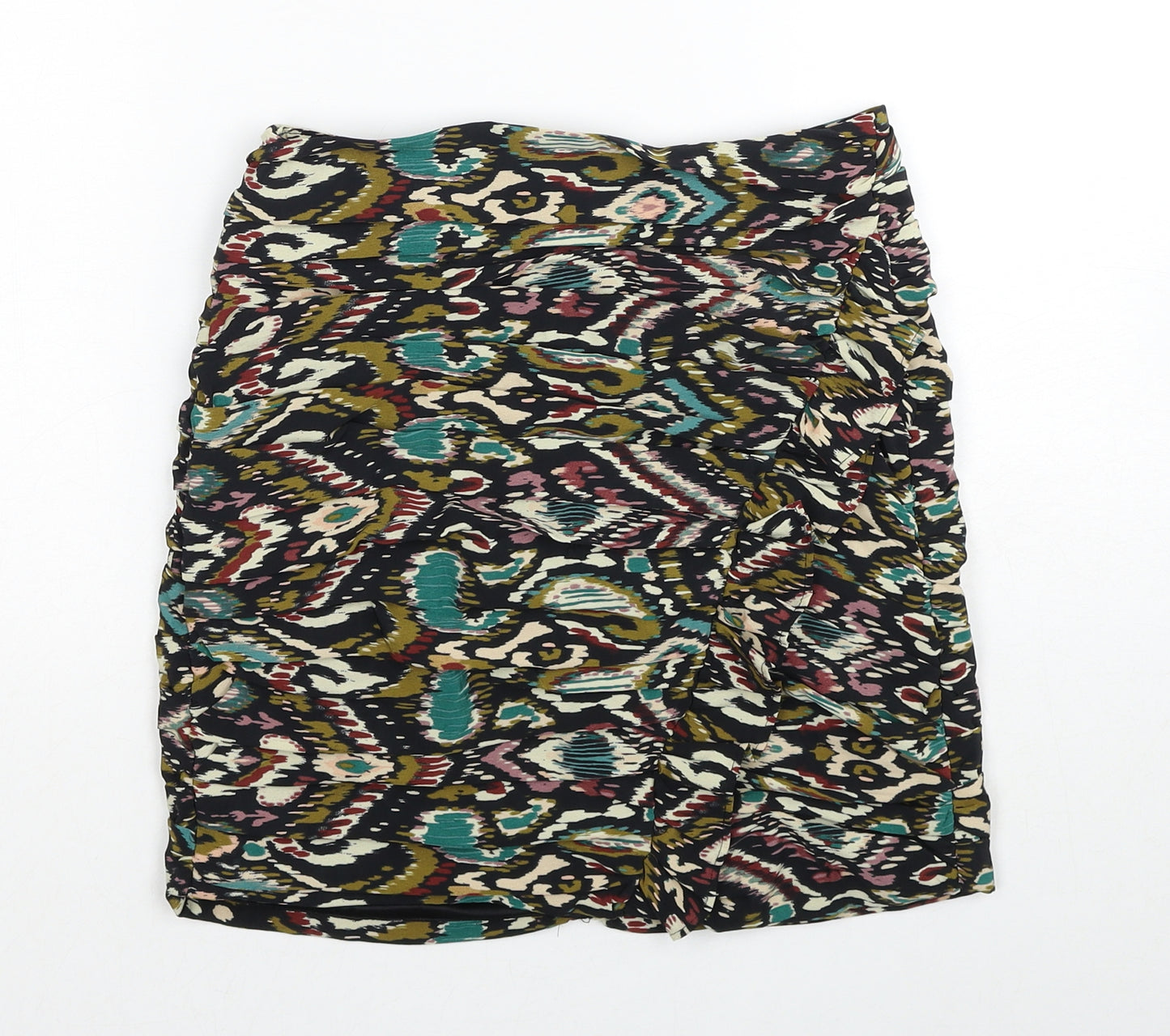 Zara Womens Multicoloured Geometric Polyester Mini Skirt Size XS Zip