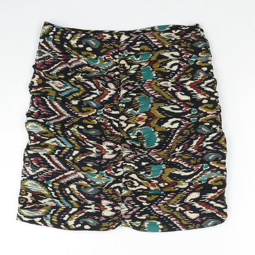 Zara Womens Multicoloured Geometric Polyester Mini Skirt Size XS Zip