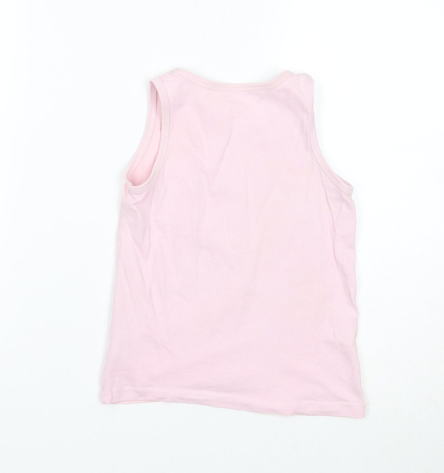 Preworn Girls Pink Cotton Basic Tank Size 7-8 Years Round Neck Pullover - 100% Real