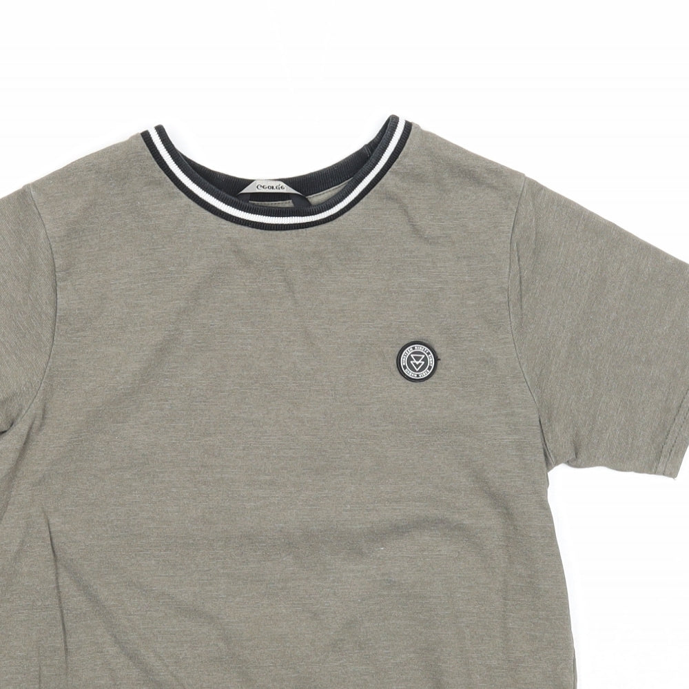 George Boys Green Cotton Basic T-Shirt Size 8-9 Years Round Neck Pullover