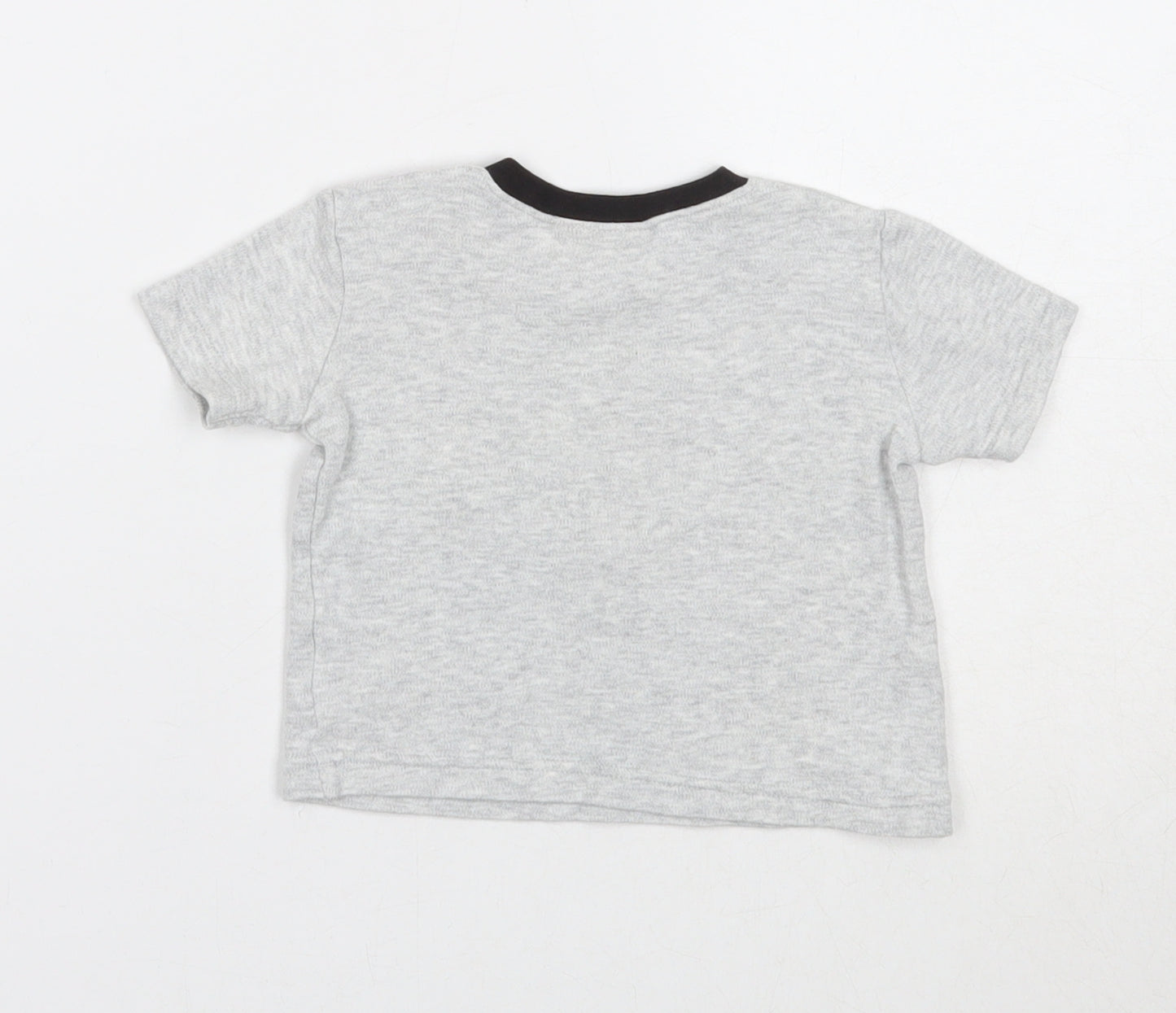 DC Comics Boys Grey Cotton Basic T-Shirt Size 3-6 Months Round Neck Snap - Batman