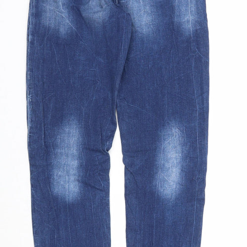 Papaya Womens Blue Cotton Straight Jeans Size 8 Regular Zip
