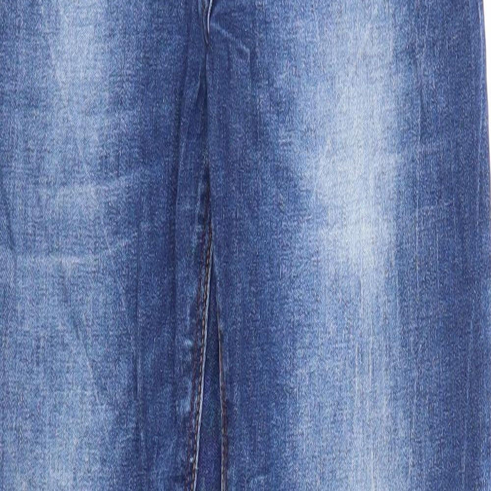 Papaya Womens Blue Cotton Straight Jeans Size 8 Regular Zip