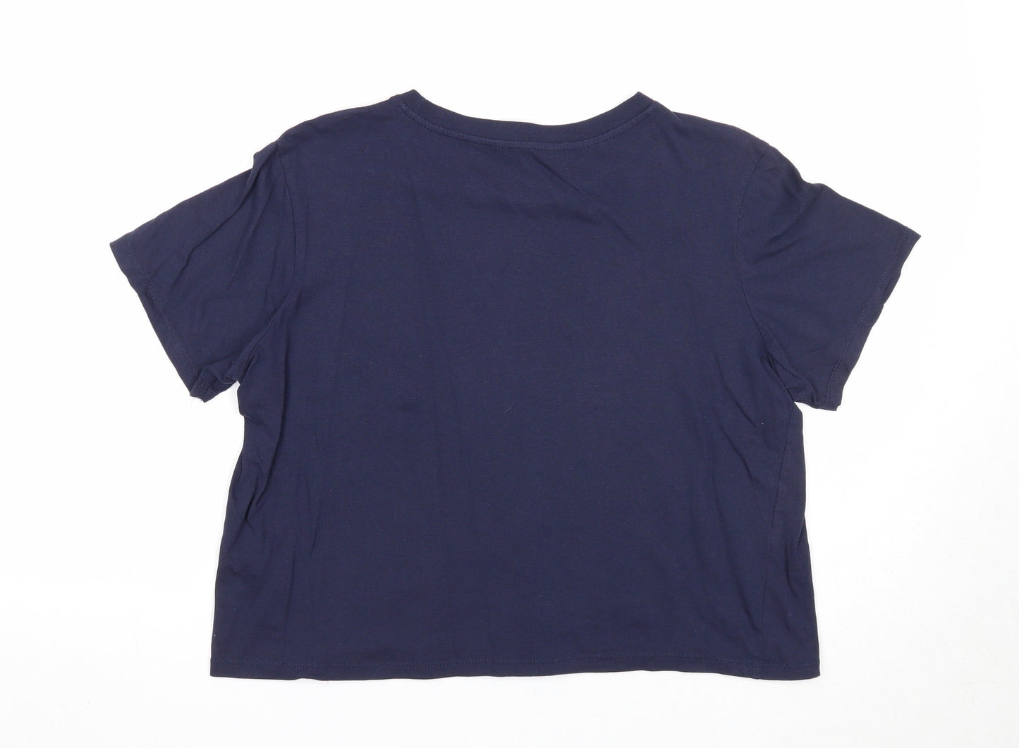 Primark Womens Blue Cotton Basic T-Shirt Size 12 Boat Neck - Perfection