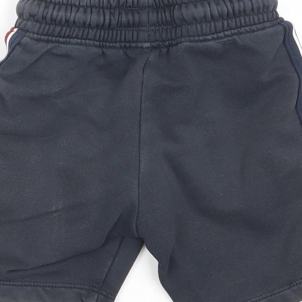 NEXT Boys Grey Cotton Sweat Shorts Size 4 Years Regular Drawstring - Side Stripe Detail