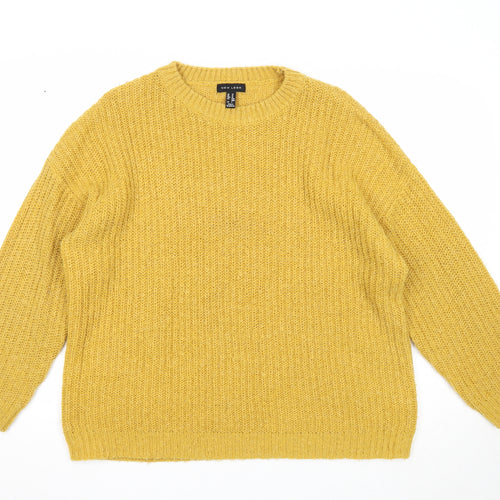 New Look Womens Yellow Round Neck Acrylic Pullover Jumper Size M