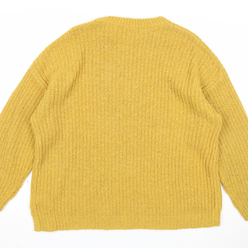 New Look Womens Yellow Round Neck Acrylic Pullover Jumper Size M