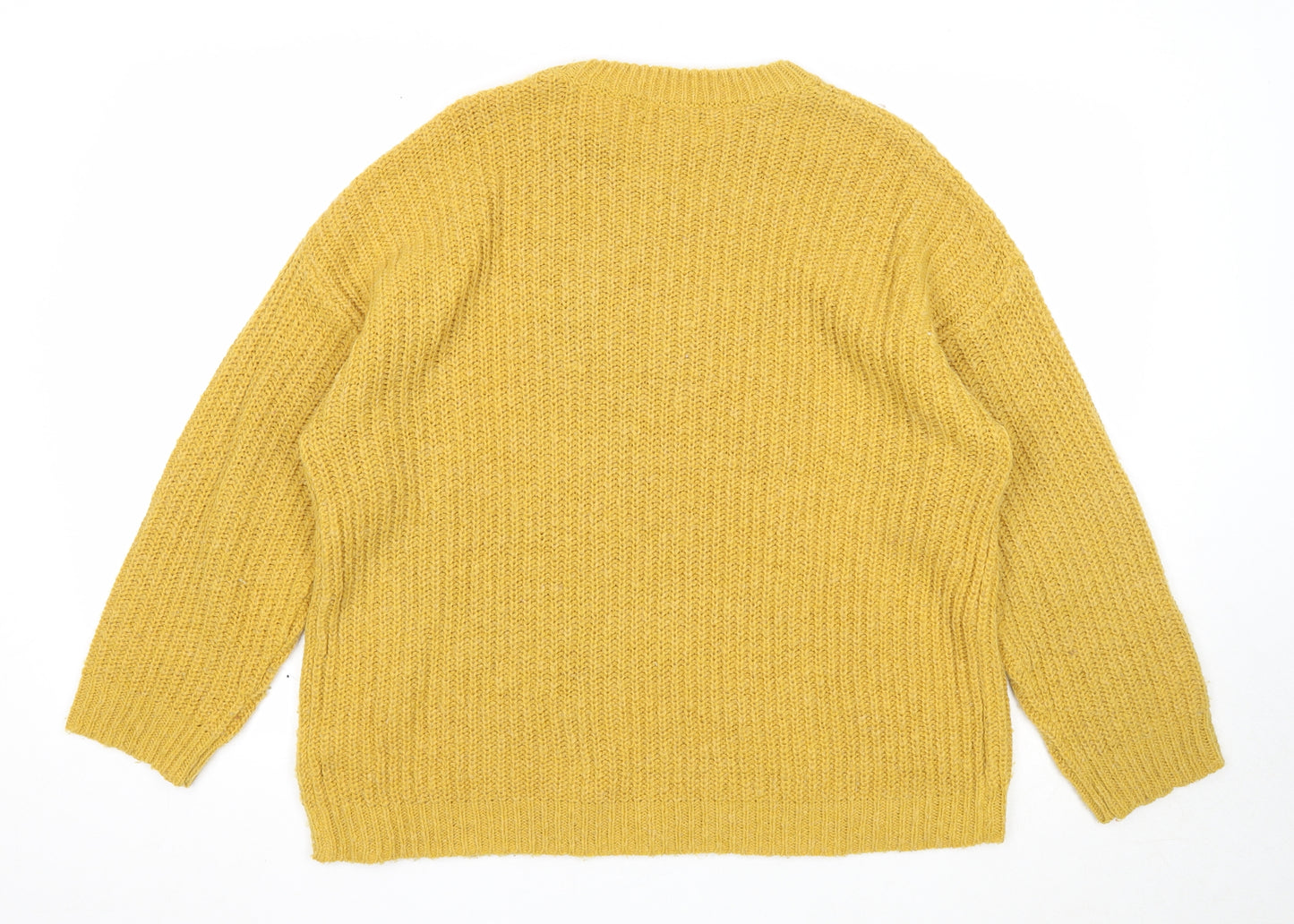 New Look Womens Yellow Round Neck Acrylic Pullover Jumper Size M