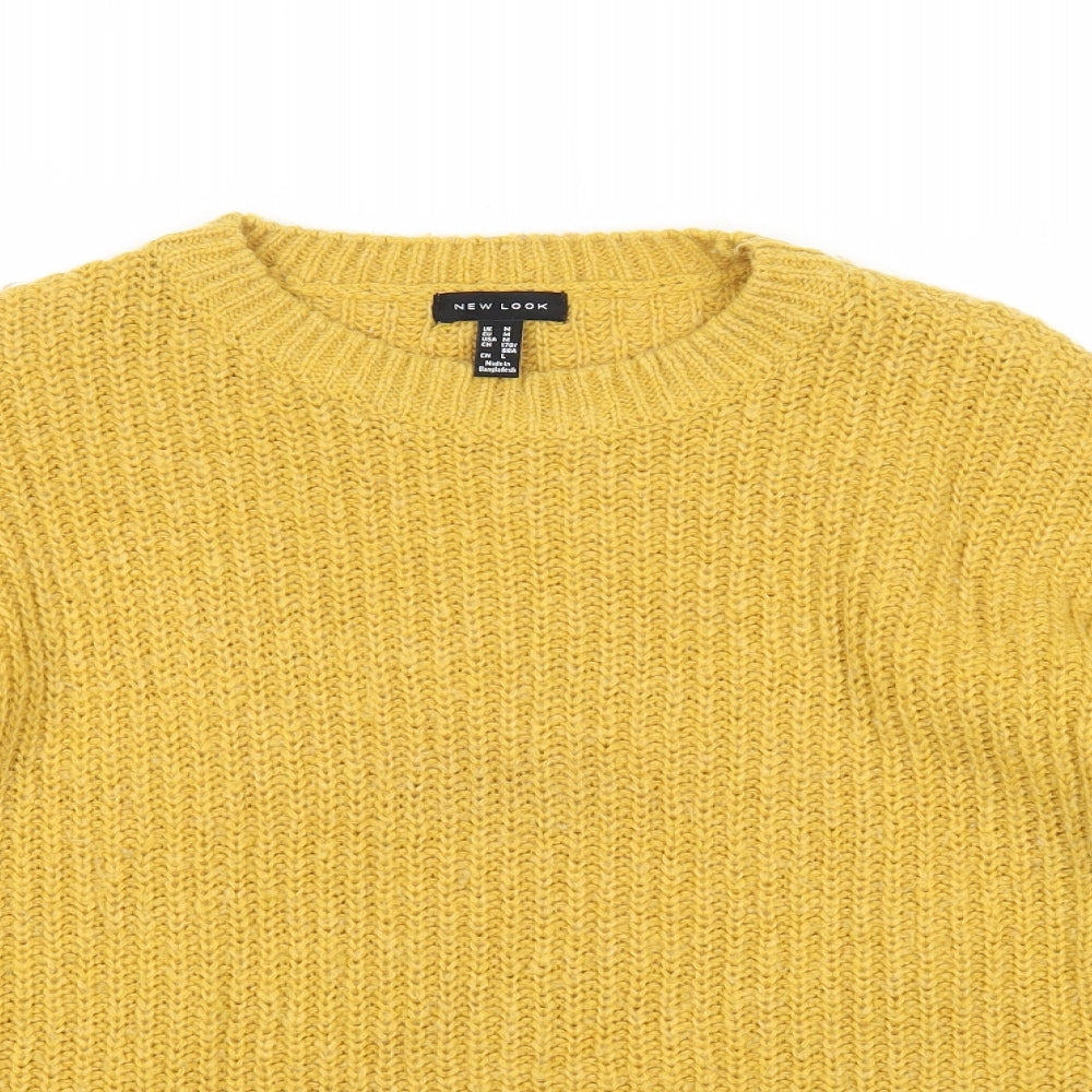 New Look Womens Yellow Round Neck Acrylic Pullover Jumper Size M