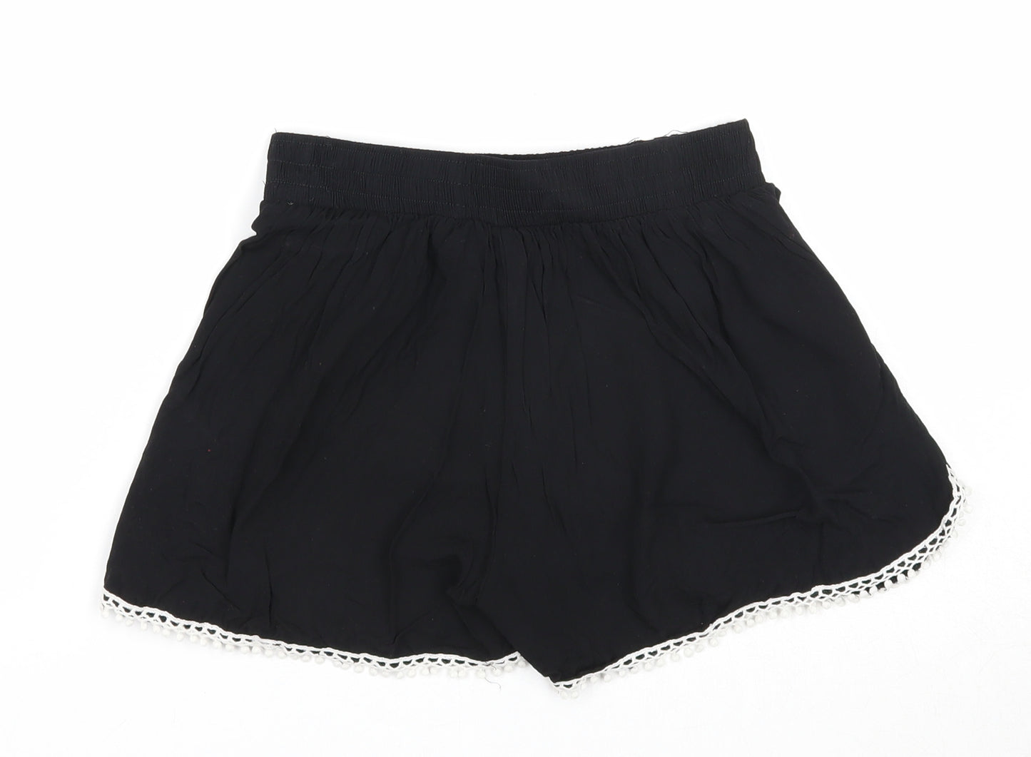 Preworn Girls Black Viscose Sweat Shorts Size M Regular - Lace Detail