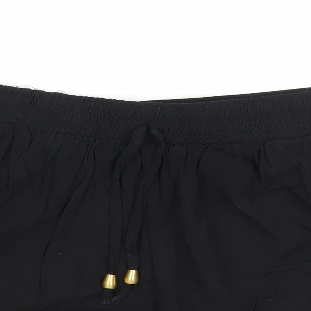 Preworn Girls Black Viscose Sweat Shorts Size M Regular - Lace Detail