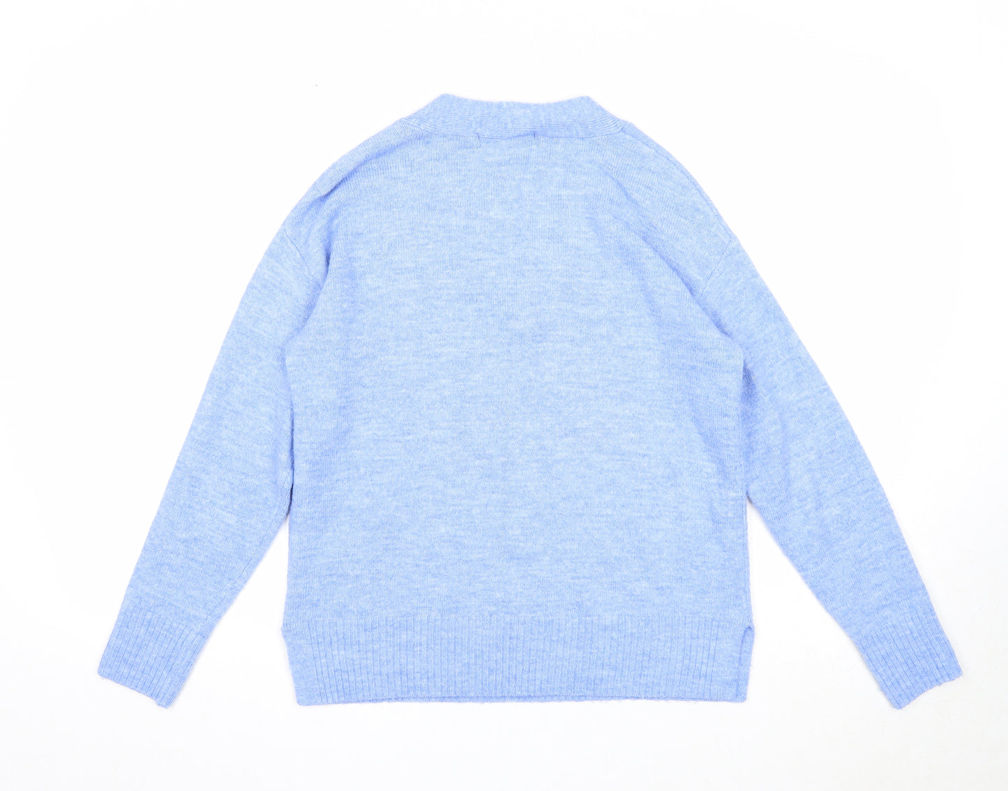 Nutmeg Womens Blue V-Neck Acrylic Pullover Jumper Size 8