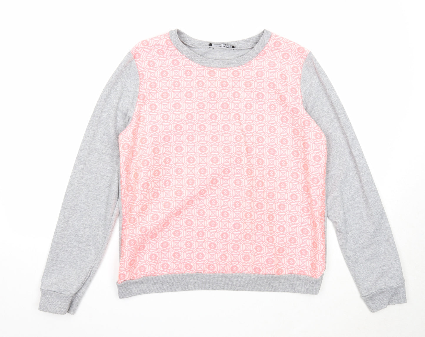 Atmosphere Womens Grey Geometric Polyester Pullover Sweatshirt Size 12 Pullover