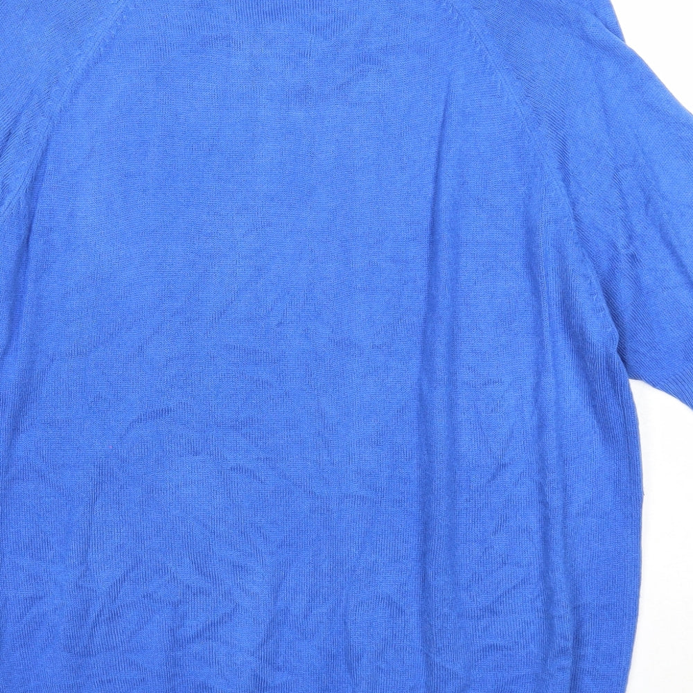 Note Womens Blue V-Neck Acrylic Pullover Jumper Size 16