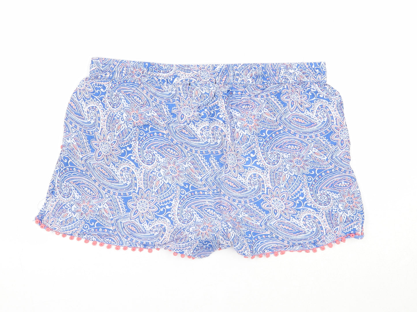 Atmosphere Womens Blue Geometric Viscose Basic Shorts Size 10 Regular Drawstring