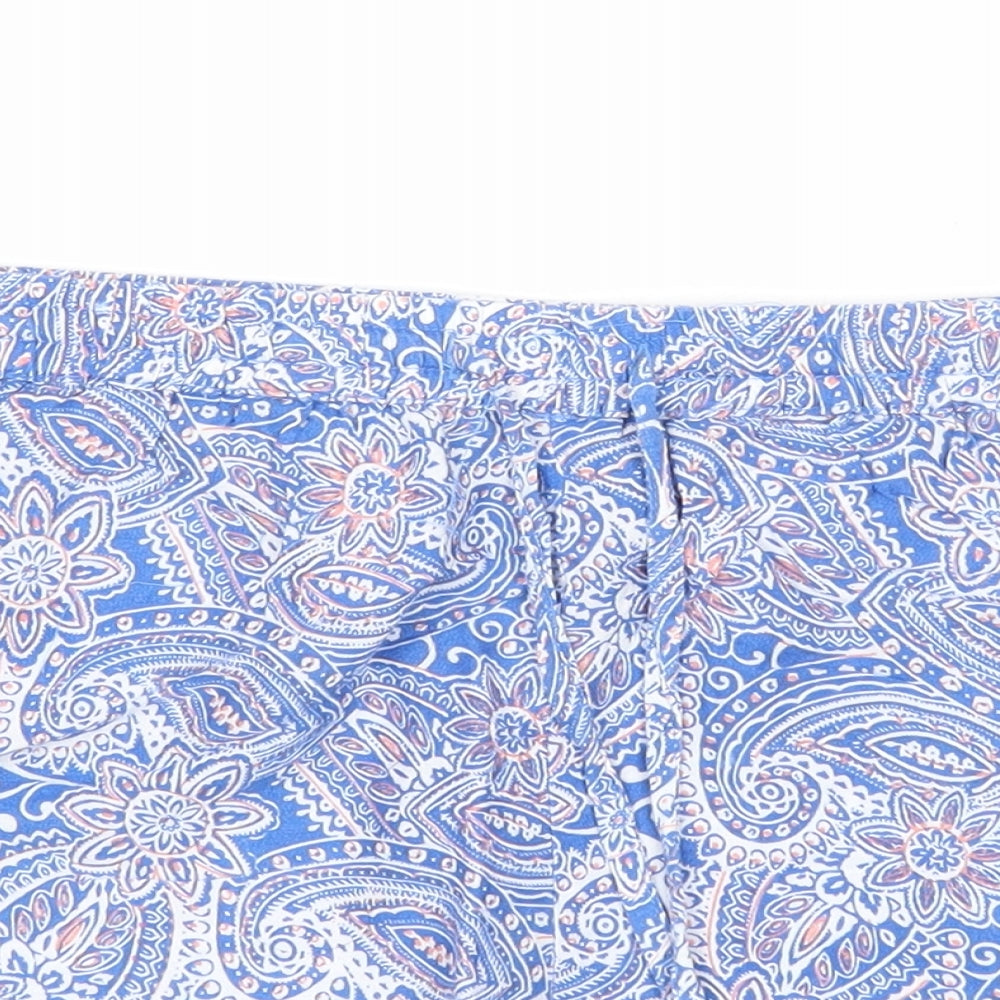 Atmosphere Womens Blue Geometric Viscose Basic Shorts Size 10 Regular Drawstring